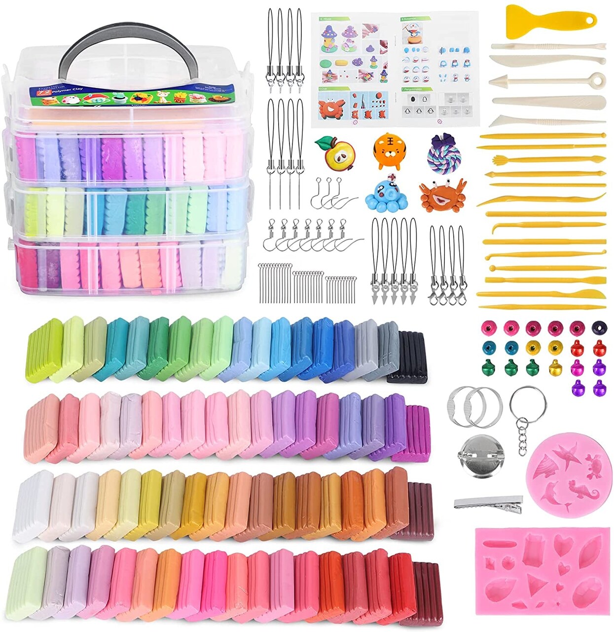 Polymer Clay 50 Colors, Modeling Clay for Kids DIY Starter Kits, Oven Baked  Model Clay, Non-Toxic, Non-Sticky,With Sculpting Tools, Gift for Children